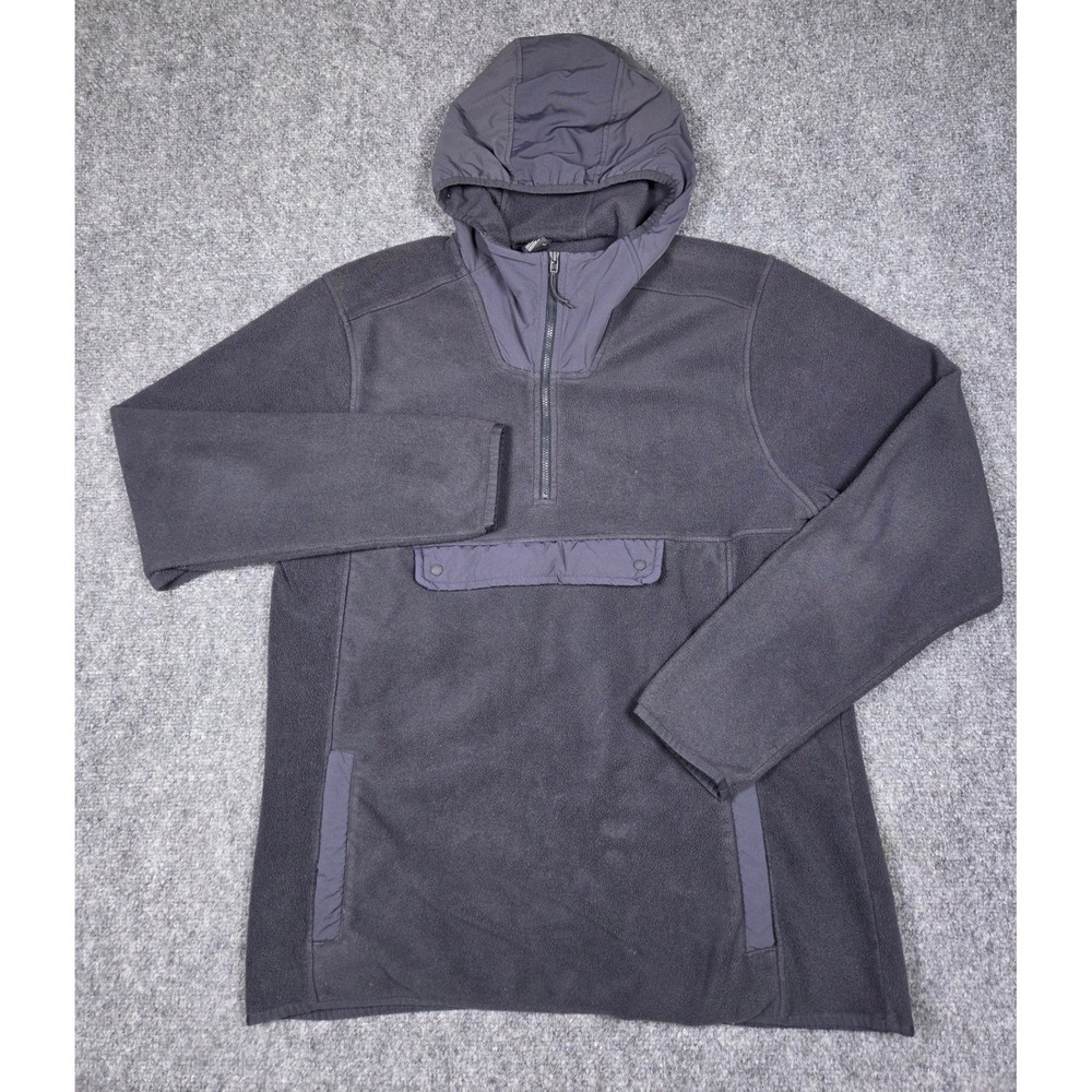 Mountain Hardwear Fleece Anorak Mens Large Black Half Zip Hooded Pullover Jacket